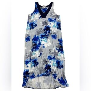 LAYLA Soft Gray & Blue Floral Sleeveless Night Gown Loungewear Woman’s Size XL